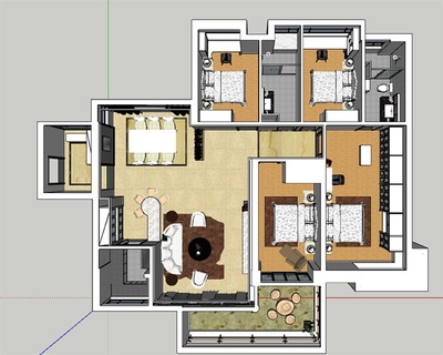 现代住宅室内装饰空间详细设计su模型[原创]